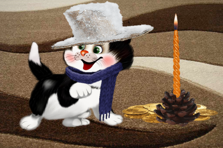 Tapety - Kot w kapeluszu  - seria - Tapeta   sylwestrowa.png